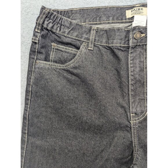 Duke Haband Jeans Mens 40 Black Gray Classic Fit Elastic Waist Zip Fly 059 - Picture 2 of 13
